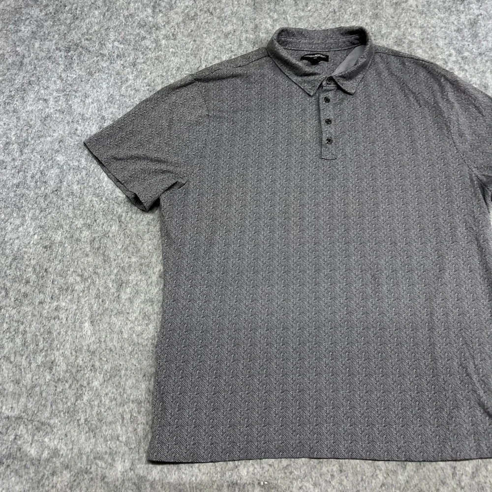 Banana Republic Polo Shirt Mens 2XL Gray Herringbone Short Sleeve Cotton Knit